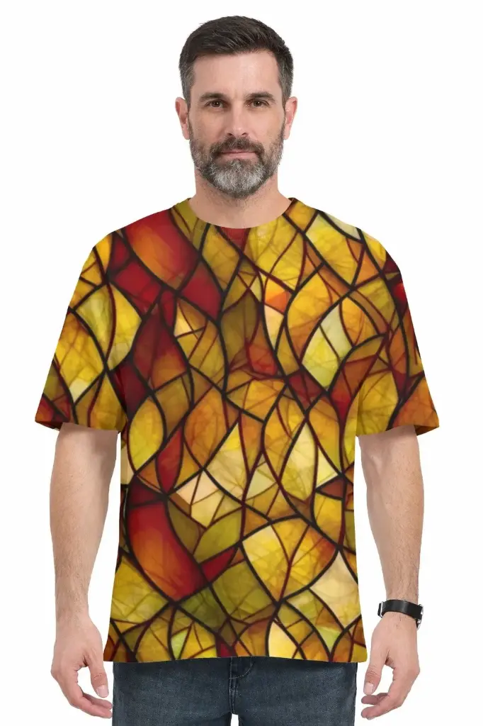 STAINED EMBER MOSAIC OVERSIZED T-SHIRT (XS)