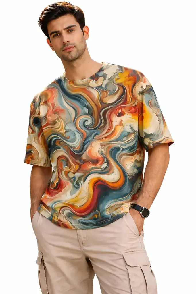 URBAN FLOW MARBLE OVERSIZED T-SHIRT (XS)