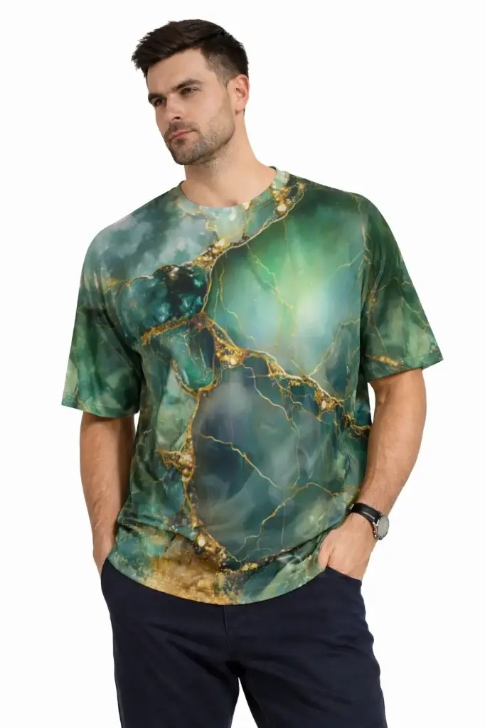 EMERALD VEIN FLUX OVERSIZED T-SHIRT  (XS)