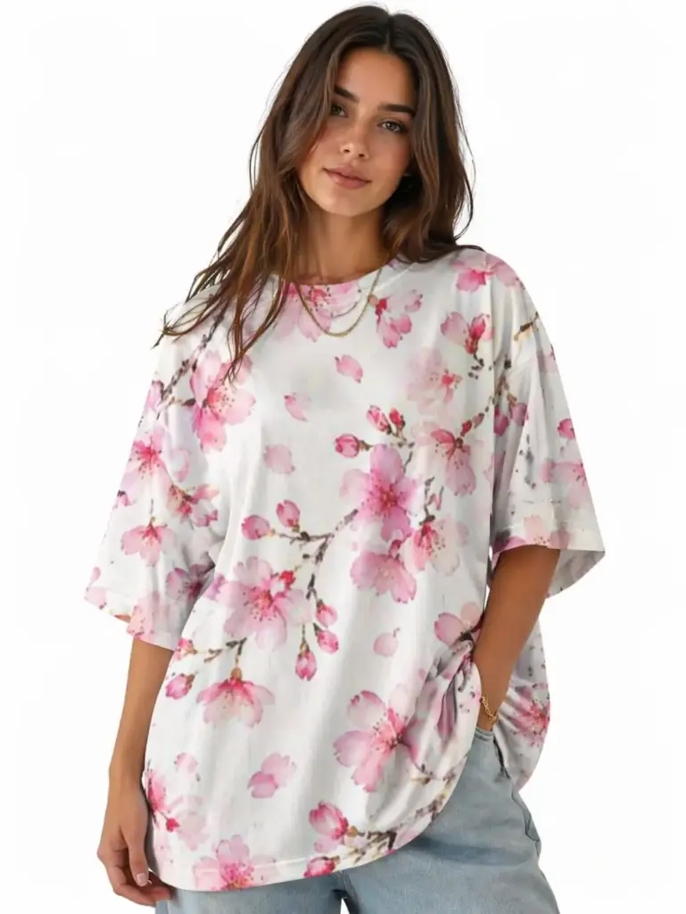 CHERRY BLOSSOM OVERSIZED T-SHIRT (XS)