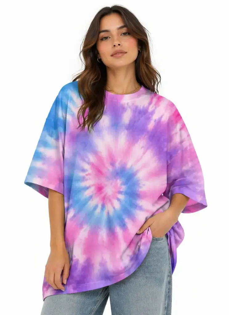 VIBRANT TIE-DYE OVERSIZED T-SHIRT (XS)