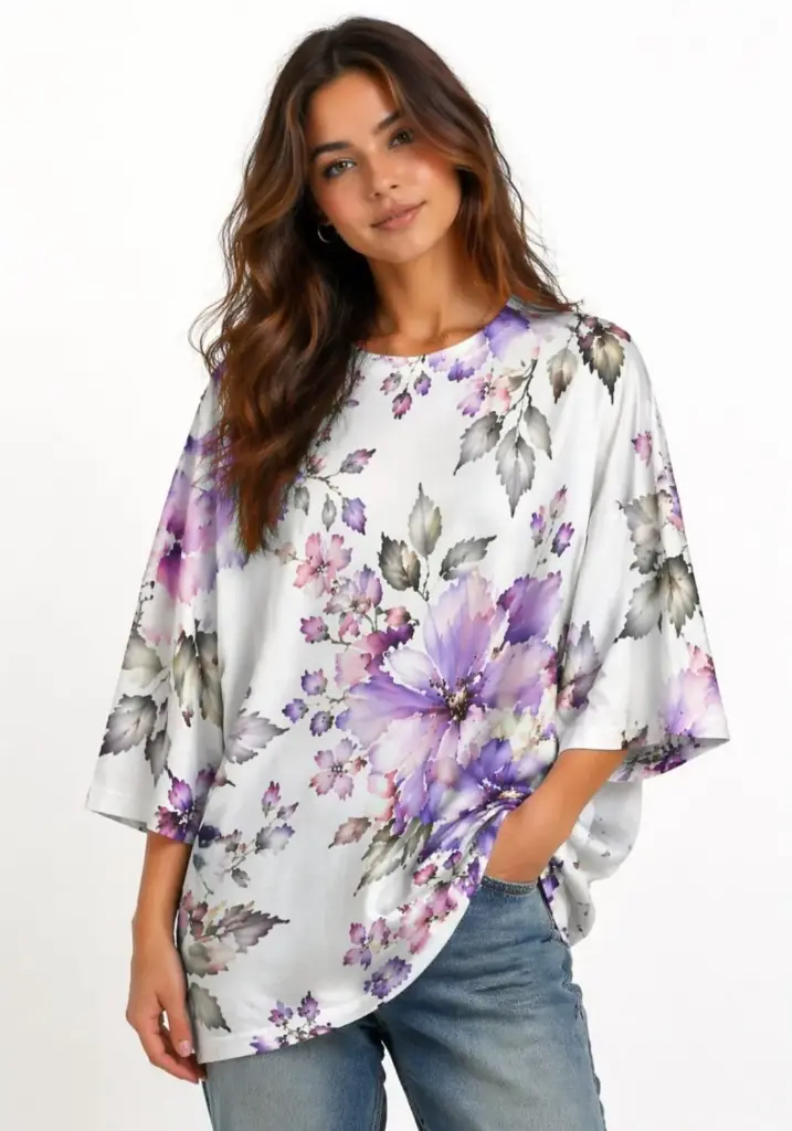 PURPLE BLOSSOM OVERSIZED T-SHIRT (XS)