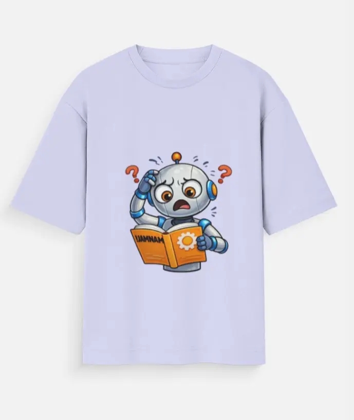 CONFUSED ROBOT CARTOON GRAPHIC T-SHIRT  (XS)