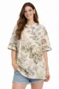 SOFT BOTANICAL VINTAGE PRINT OVERSIZED T-SHIRT 