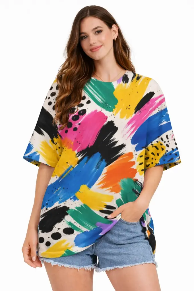 ABSTRACT PAINT SPLASH OVERSIZED T-SHIRT 