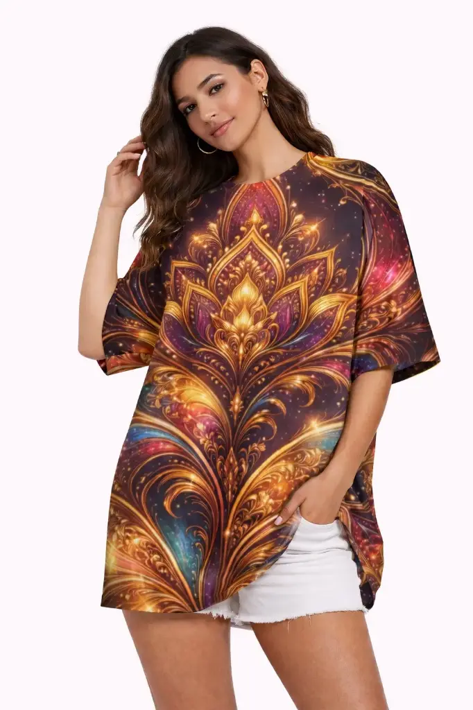 ✨ GOLDEN LOTUS AURA OVERSIZED T-SHIRT ✨  (XS)