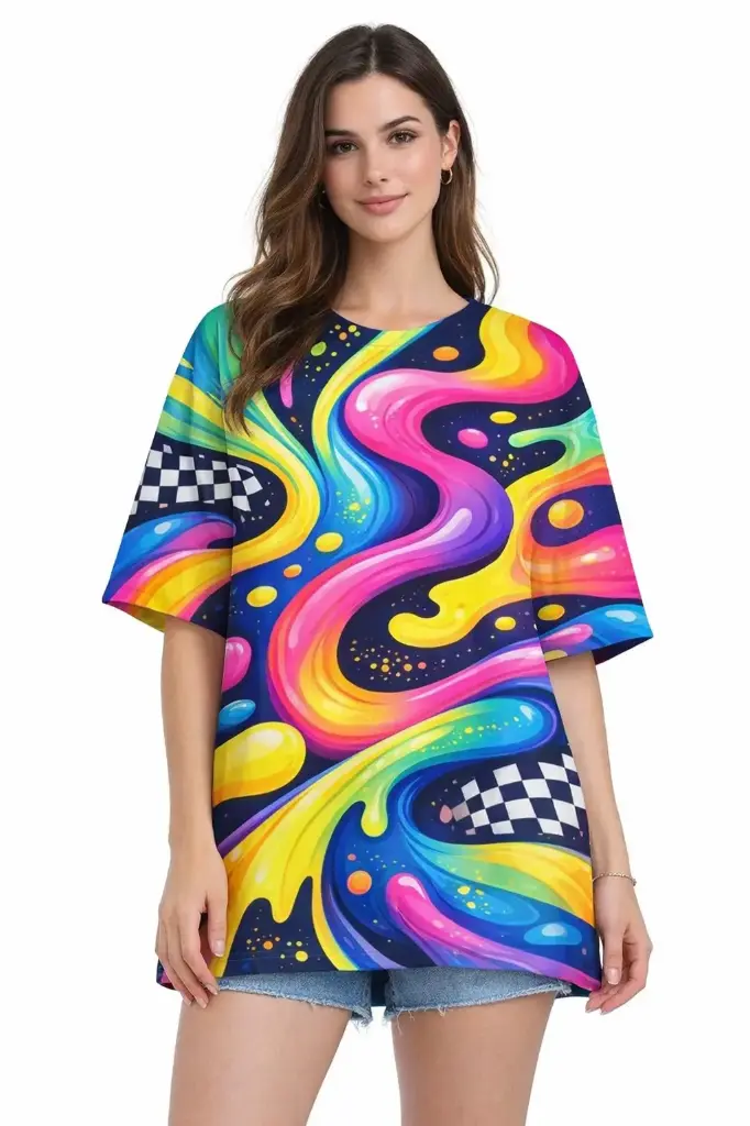 PSYCHEDELIC SWIRL OVERSIZED T-SHIRT  (XS)