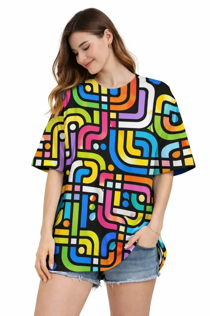 RETRO MAZE POP OVERSIZED T-SHIRT  (XS)