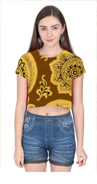 GOLDEN MARIGOLD MANDALA CROP TOP