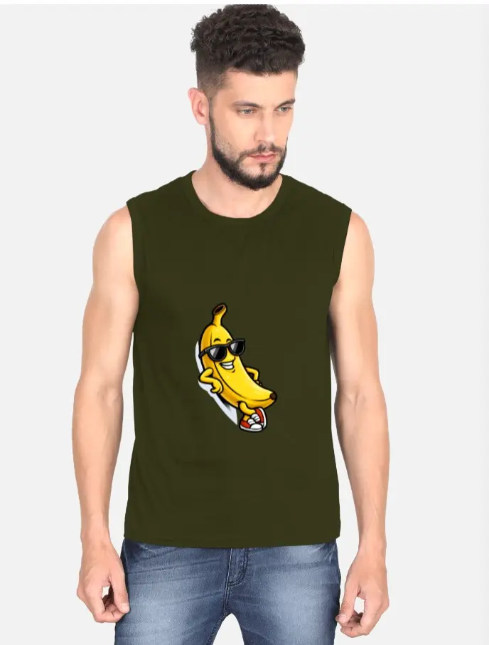 COOL BANANA CARTOON SLEEVELESS T-SHIRT  (XS)