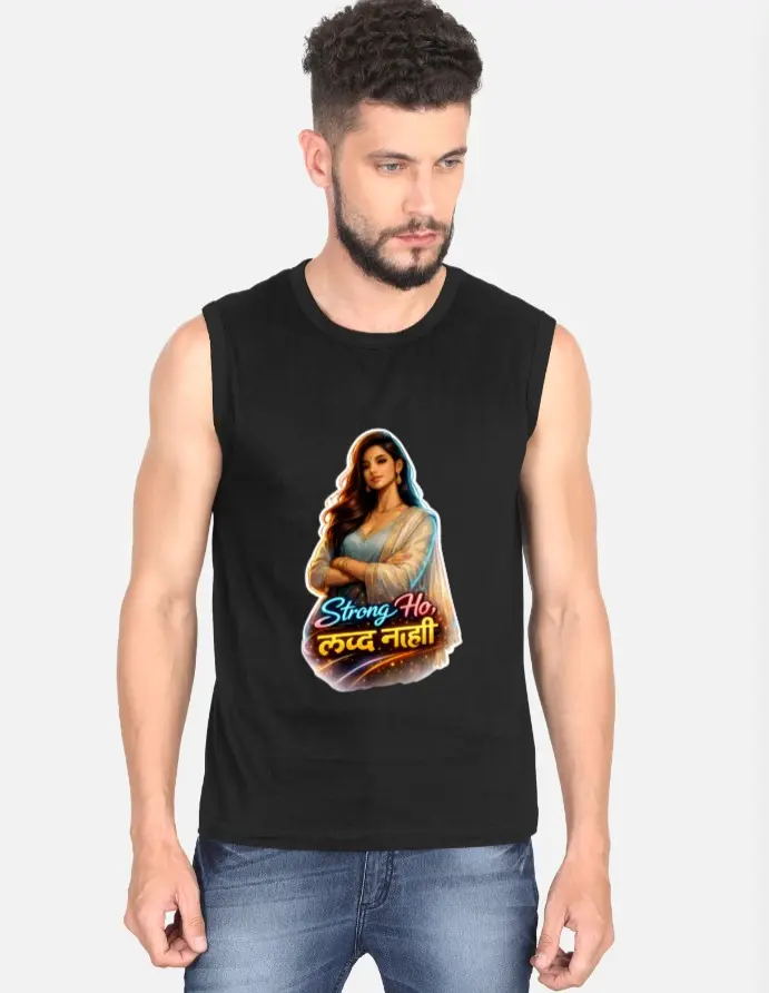 STRONG WOMAN STATEMENT SLEEVELESS T-SHIRT  (XS)