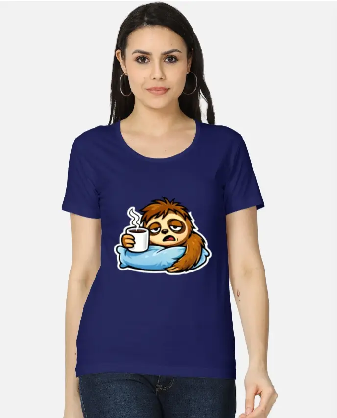 SLEEPY SLOTH COFFEE CARTOON T-SHIRT  (XS)