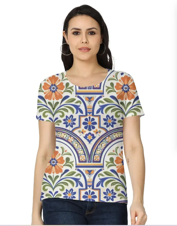  HERITAGE BLOOM ORNAMENTAL PRINT WOMEN’S T-SHIRT (XS)