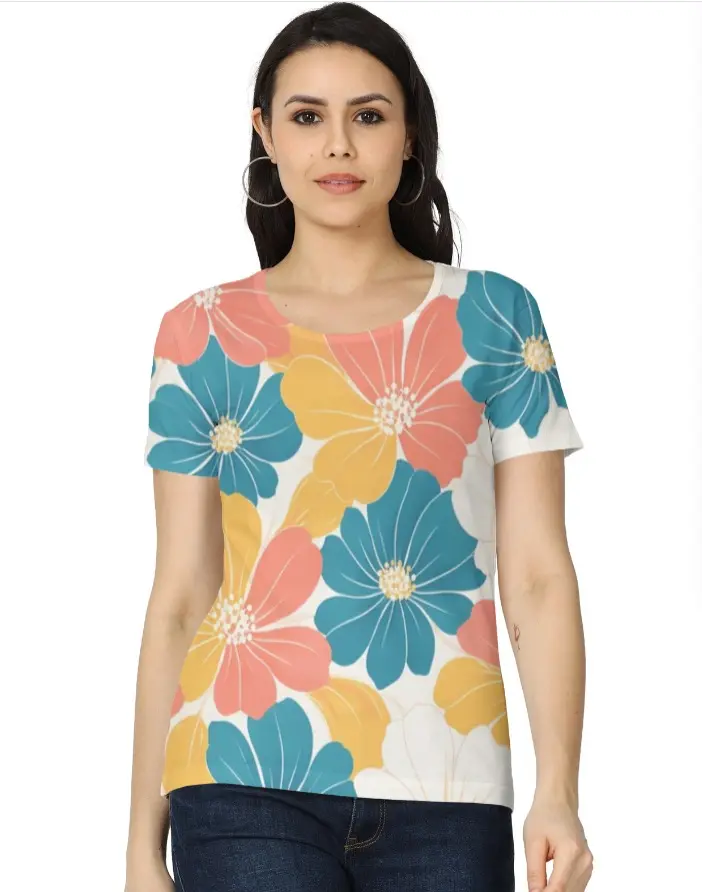 VIBRANT BLOOM OVERSIZED FLORAL WOMEN’S T-SHIRT (XS)
