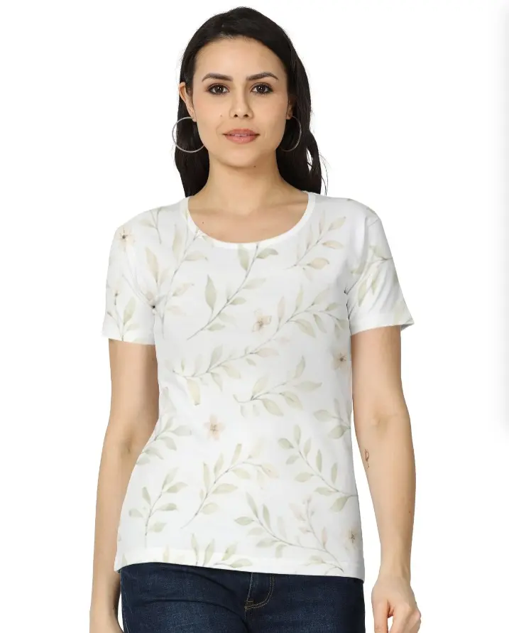 SOFT BLOOM FLORAL PRINTED WOMEN’S T-SHIRT (XS)