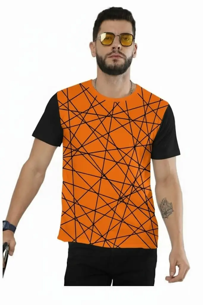"NEXUS MESH" ABSTRACT GEOMETRIC T-SHIRT (XS)