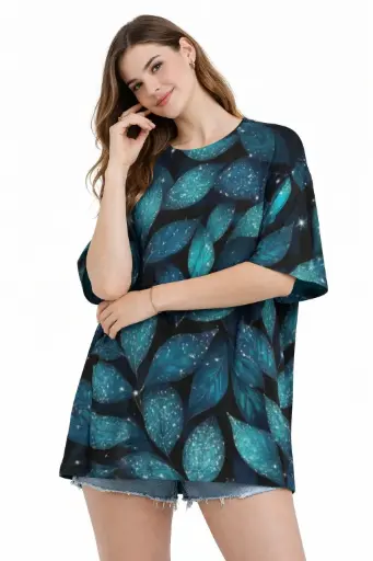MIDNIGHT LEAF GLOW OVERSIZED T-SHIRT 