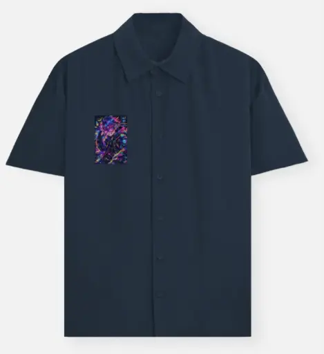 DARK NEON ANIME GRAPHIC POCKET SHIRT