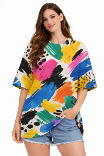 ABSTRACT PAINT SPLASH OVERSIZED T-SHIRT 