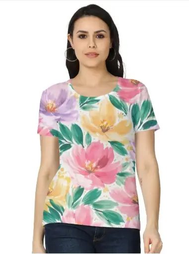 BLOSSOM BREEZE WATERCOLOR FLORAL WOMEN’S T-SHIRT
