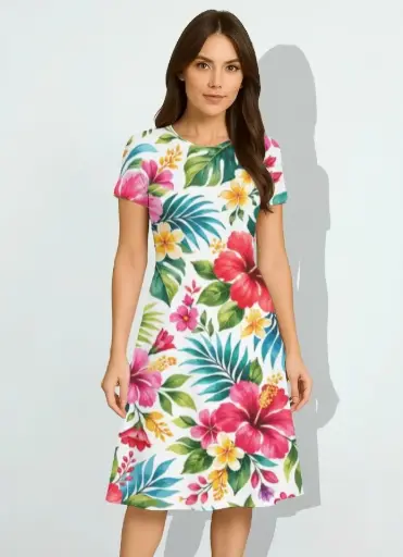 TROPICAL BLOOM PARADISE A-LINE DRESS 