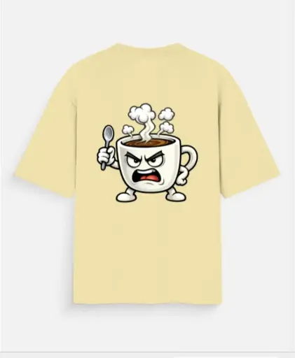 ANGRY COFFEE CUP CARTOON T-SHIRT 