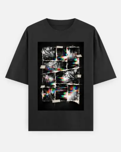 GLITCH COLLAGE STREET OVERSIZED T-SHIRT