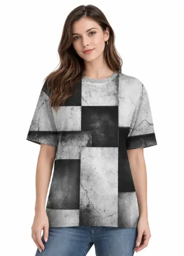 URBAN MONOCHROME PATCHWORK OVERSIZED T-SHIRT 