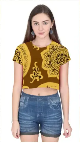 GOLDEN MARIGOLD MANDALA CROP TOP