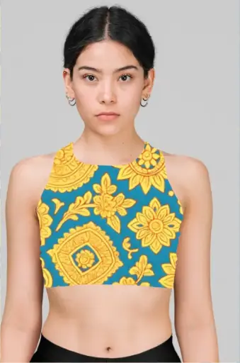 GOLDEN MARIGOLD TAPESTRY CROP TOP