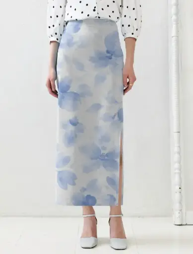 THE AZURE BLOOM COLUMN SKIRT
