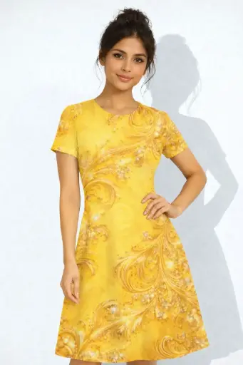 GOLDEN BLOOM MIDI DRESS 